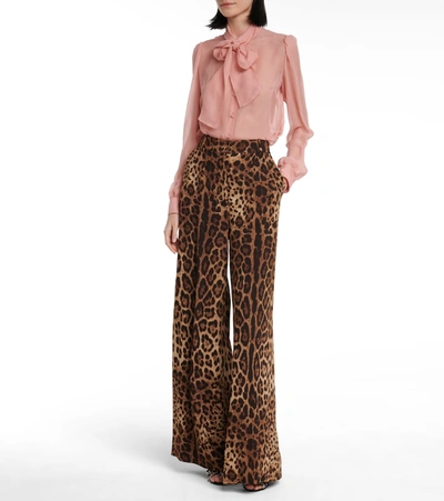 Shop Dolce & Gabbana Silk Chiffon Blouse In Pink