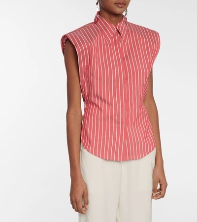 Shop Isabel Marant Enza Pinstriped Silk Shirt In Red