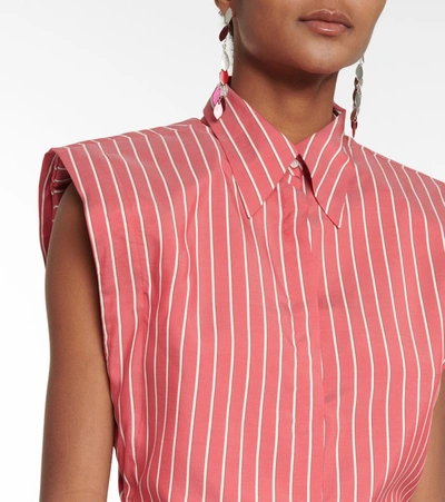 Shop Isabel Marant Enza Pinstriped Silk Shirt In Red