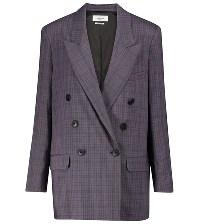 Shop Isabel Marant Étoile Leaganea Checked Linen-blend Blazer In Purple