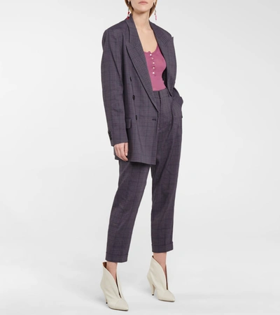 Shop Isabel Marant Étoile Lowea Checked Tapered Pants In Purple