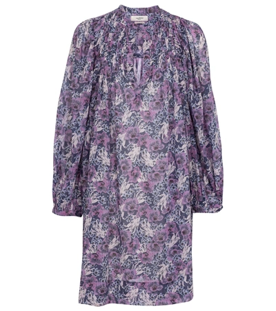 Shop Isabel Marant Étoile Virginie Floral Cotton Voile Minidress In Purple