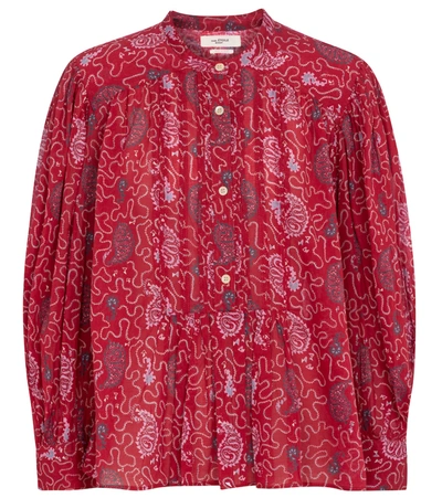 Isabel Marant Étoile Adigra Printed Cotton Blouse In Red | ModeSens