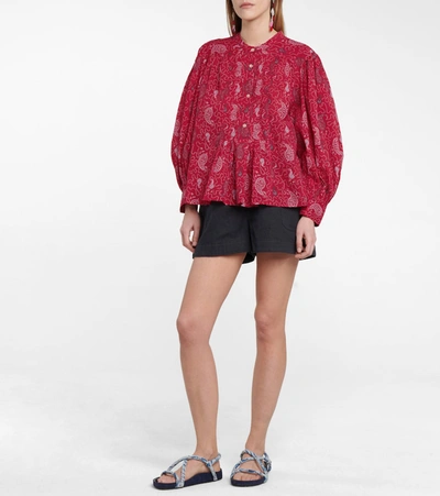 Isabel Marant Étoile Adigra Printed Cotton Blouse In Red | ModeSens