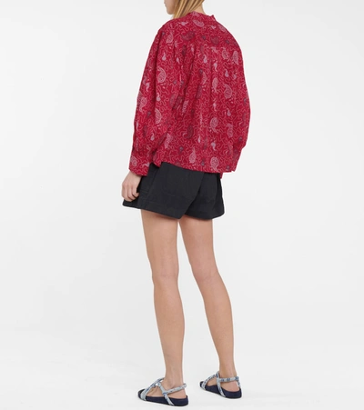 Shop Isabel Marant Étoile Adigra Printed Cotton Blouse In Red