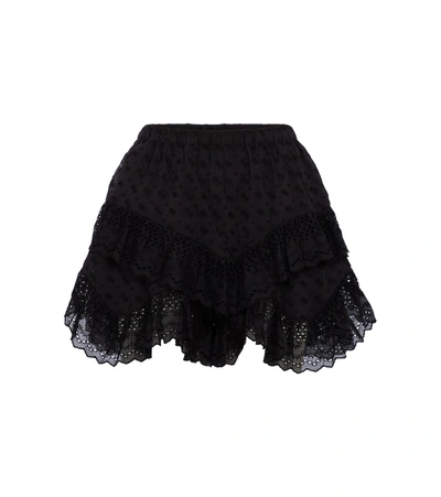Isabel Marant Étoile Teocadia Black Embroidered Cotton Shorts | ModeSens