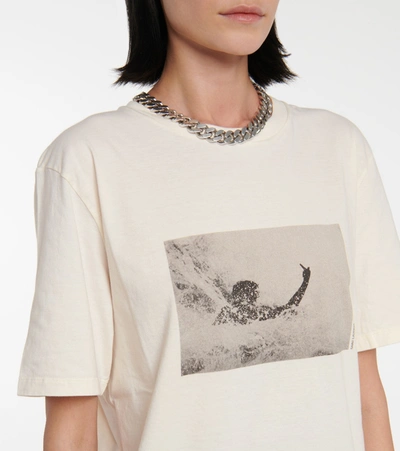 Shop Saint Laurent Printed Cotton T-shirt In White