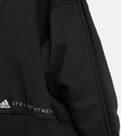 Shop Adidas By Stella Mccartney Logo Cotton-blend Jersey Sweatshirt In Black