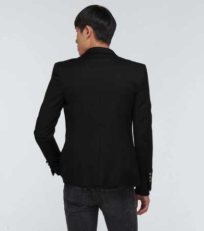 Shop Balmain Six-button Wool Blazer In Black