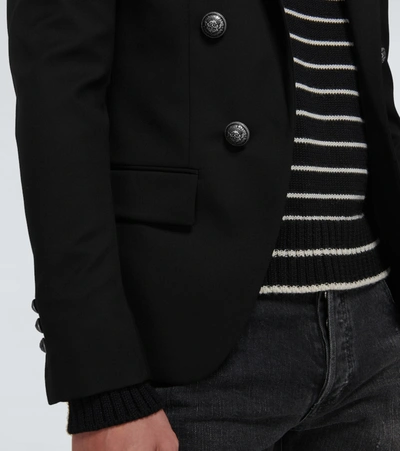 Shop Balmain Six-button Wool Blazer In Black