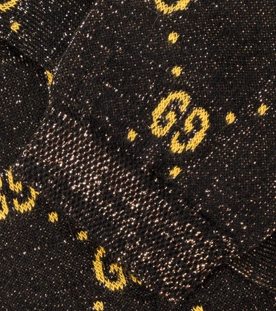 Shop Gucci Gg Lamé Cotton-blend Socks In Black