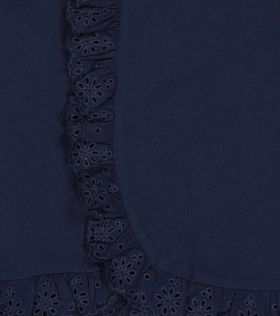 Shop Polo Ralph Lauren Ruffled Cotton Top In Blue
