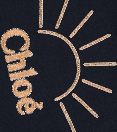 Shop Chloé Logo Cotton Jersey T-shirt In Blue