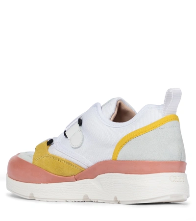Shop Chloé Sonnie Canvas Sneakers In White