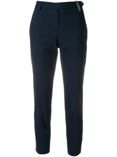 Shop Brunello Cucinelli Cropped Tailored Trousers In Blue