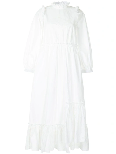 Shop Biyan Ruffle Shoulder Dress In White