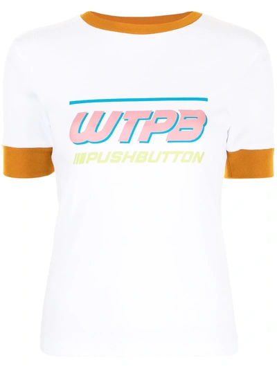 Shop Pushbutton Logo-print Cotton T-shirt In White