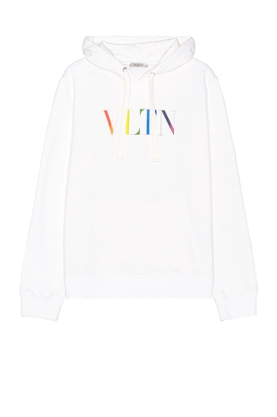 Shop Valentino Jersey Hoodie In White