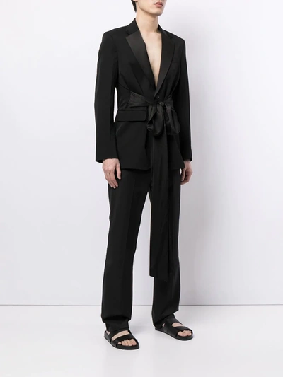 Shop Jw Anderson Tie-waist Single-breasted Blazer In Black