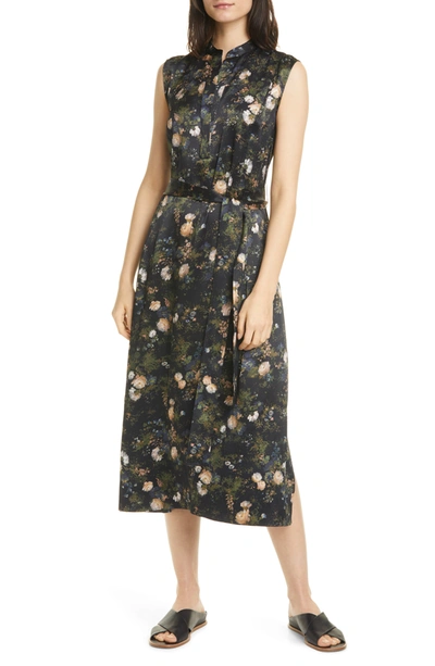 Shop Vince Rose Field Sleeveless Popover Midi Dress In Petal Glow