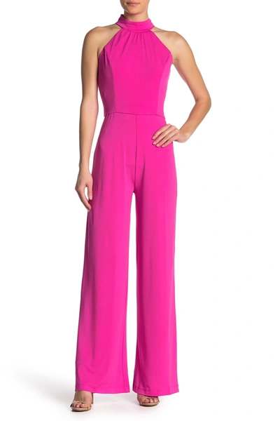 Shop Alexia Admor Meghan Halter Crepe Jumpsuit In Hot Pink