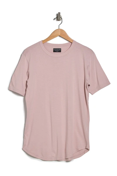Shop Goodlife Crew Neck Curve Hem T-shirt In Rose Dust