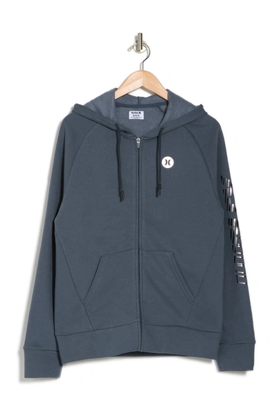 Shop Hurley Contrast Logo Zip Hoodie In Blue/green