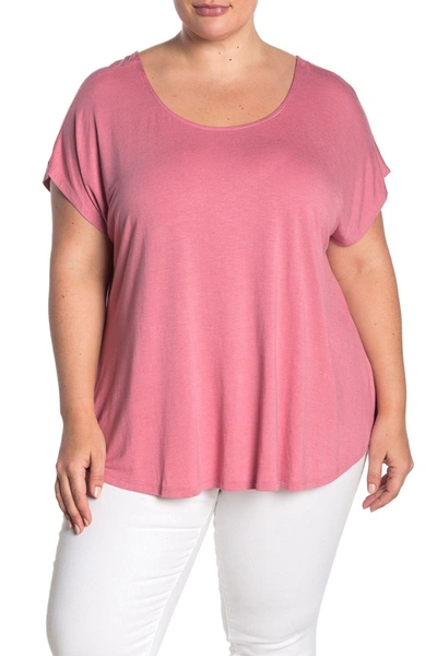 Shop Bobeau Cross Back Short Sleeve Slub T-shirt In Rose