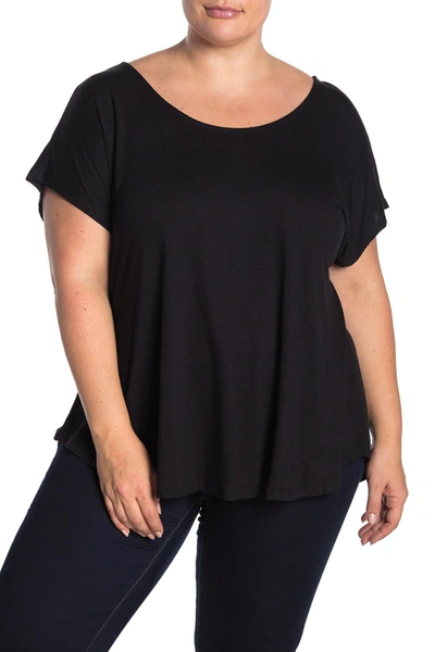 Shop Bobeau Cross Back Short Sleeve Slub T-shirt In Black
