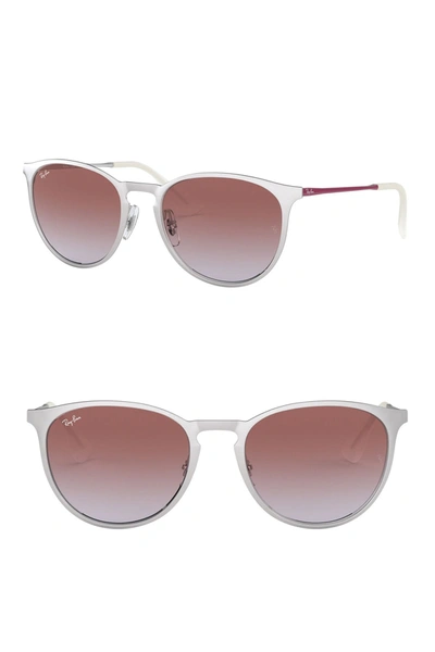 Shop Ray Ban 54mm Erika Round Sunglasses In Violet Gradient