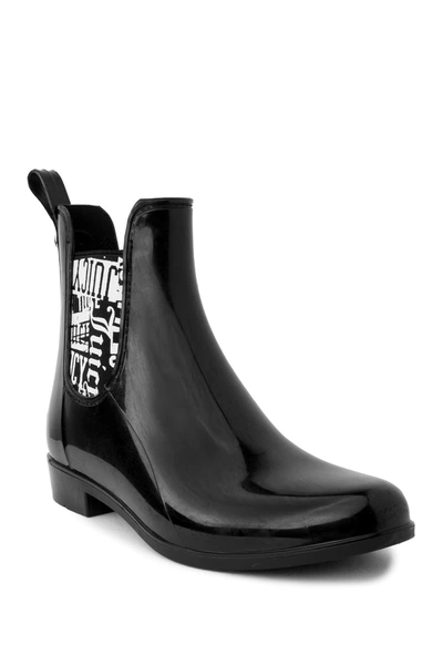Shop Juicy Couture Romance Fashion Ankle Rainboot In Blk Shine Rub/g