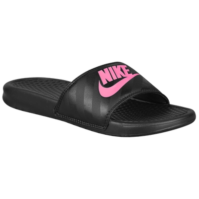 Shop Nike Womens  Benassi Jdi Slide In Black/pink-vivid Pink