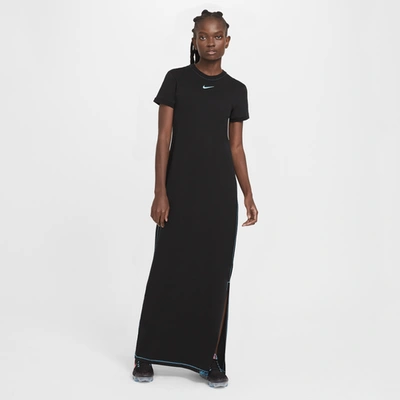 Shop Nike Womens  Icon Clash Maxi Dress In Black/chlorine Blue