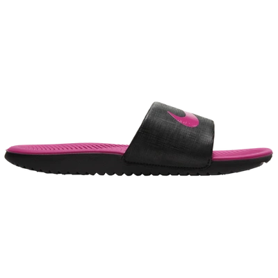 Shop Nike Girls  Kawa Slides In Pink/black