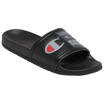 Champion Men's Squish Logo Slide Sandals From Finish Line In Black/grey/red  | ModeSens