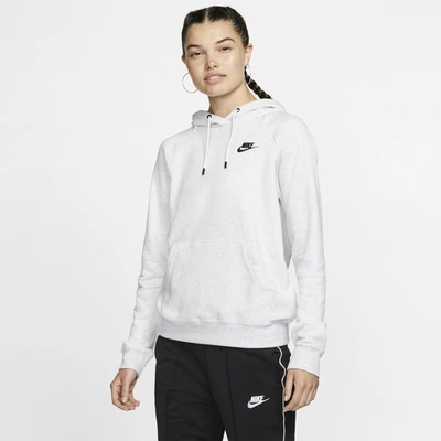 Nike Women's Sportswear Essential Fleece Pullover Hoodie In Birch Heather/black  | ModeSens