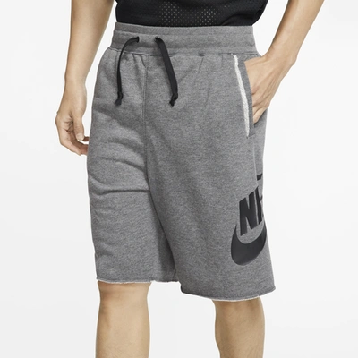 Shop Nike Mens  Alumni Shorts In Charcoal Heather/white
