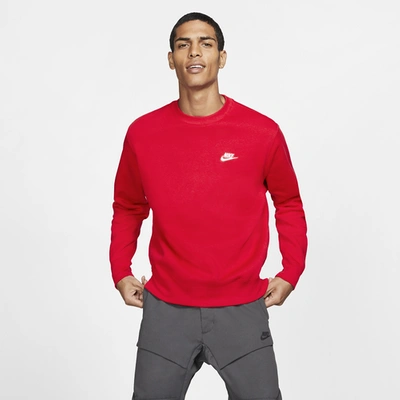 Shop Nike Mens  Club Crew In University Red/white