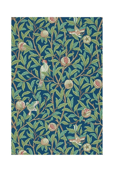 Shop Morris & Co. Bird & Pomegranate Wallpaper In Blue