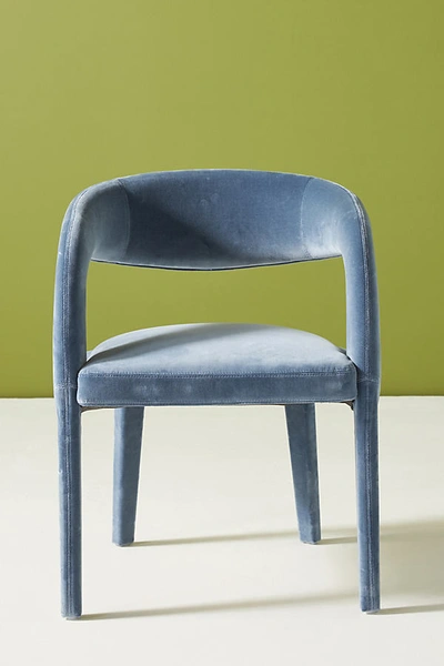 Shop Anthropologie Velvet Hagen Dining Chair In Blue