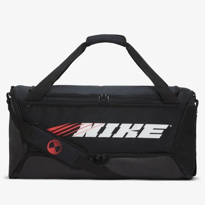 Shop Nike Brasilia Graphic Training Duffel Bag In Black,black,white