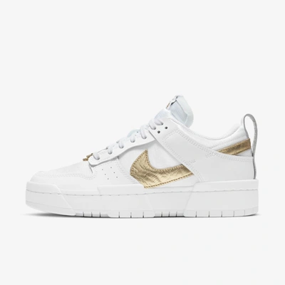 Shop Nike Dunk Low Disrupt Women's Shoe In White,metallic Gold,black,white