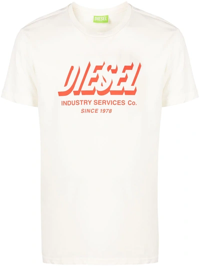 Shop Diesel Green Label Logo-print T-shirt In Neutrals
