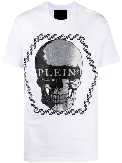 Shop Philipp Plein Crystal-skull Crew Neck T-shirt In White