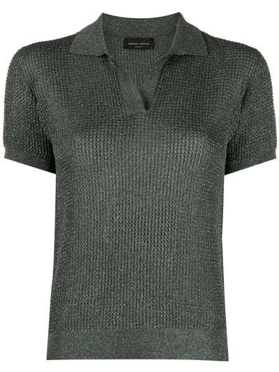 Shop Roberto Collina V-neck Knot Polo Top In Green