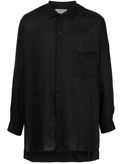 Shop Yohji Yamamoto Buttoned-up Long-sleeved Shirt In Black