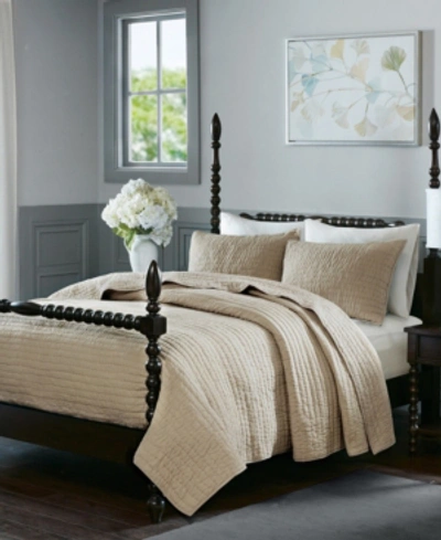 Shop Madison Park Signature Serene Hand Quilted 3-pc. Quilt Set, King In Linen