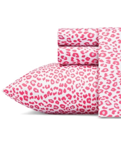 Shop Betsey Johnson Betseys Leopard Microfiber 3 Piece Sheet Set, Twin Xl In Medium Pink