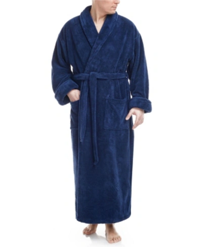 Shop Arus Men's Shawl Collar Full Ankle Length Fleece Bathrobe, L/xl Bedding In Navy
