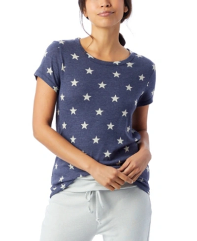 Shop Alternative Apparel Women's Ideal Printed Eco-jersey T-shirt In Indigo Stars